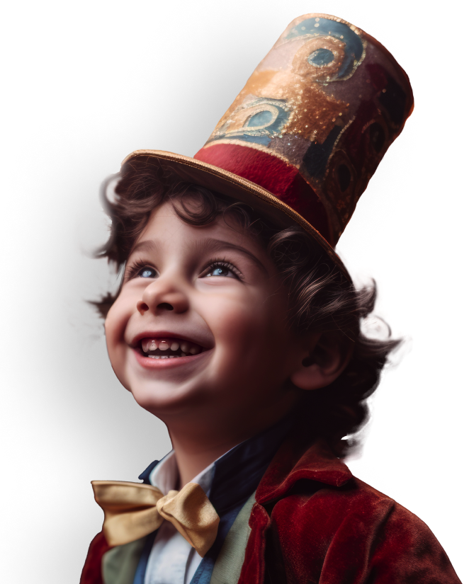 Enfant souriant déguisé en magicien